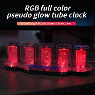 2023新款 热销RGB拟辉光管时钟桌面创意摆件数字时钟 电商款