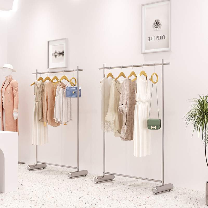 女装店衣服中岛货架服装店展示架不锈钢落地式挂衣架陈列道具