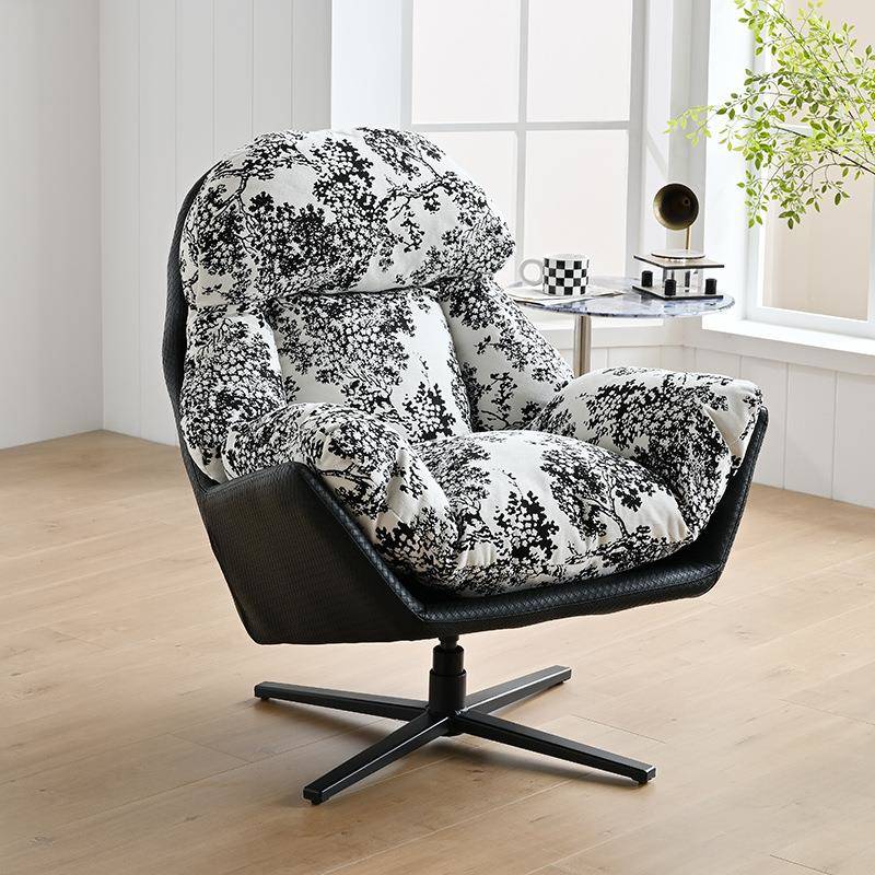 意式轻奢现代单人沙发椅旋转办公室书房设计师中古风蛋壳懒人沙发