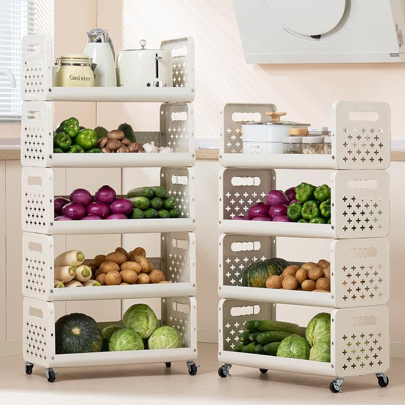厨房菜篮子置物架多层落地可移动放水果蔬菜收纳家用多功能小推车