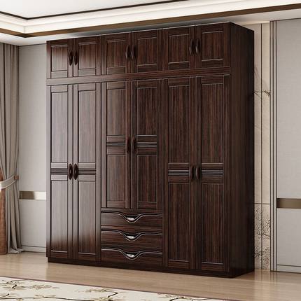 。新中式紫金檀木实木衣柜家用四门储物卧室经济型大容量储物衣橱