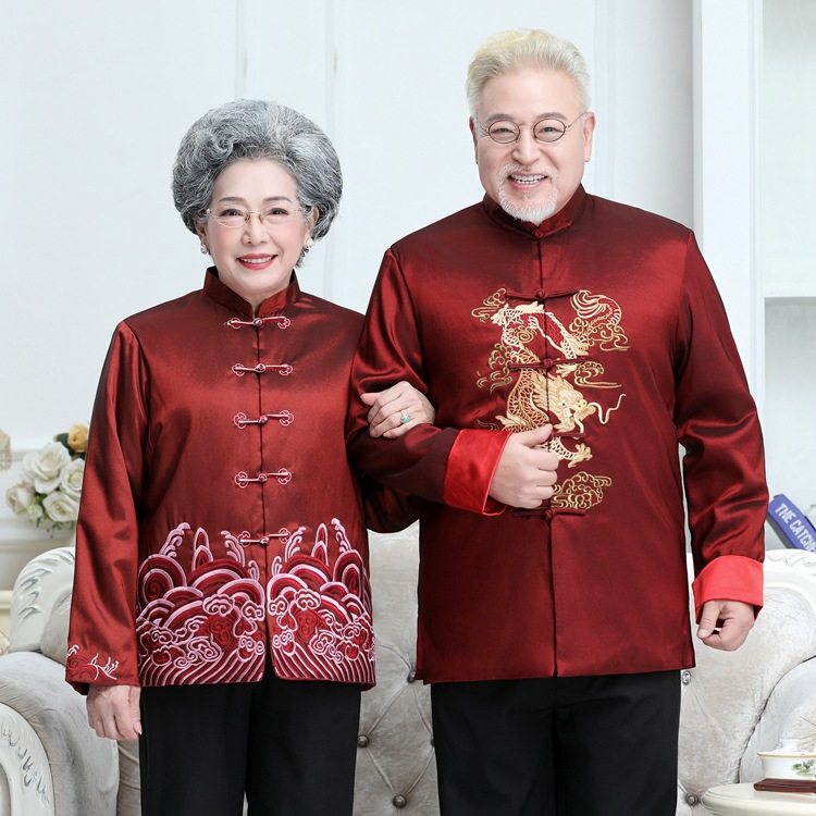 新款春秋唐装男士长袖外套中国风刺绣龙翻袖中式立领休闲男装棉衣
