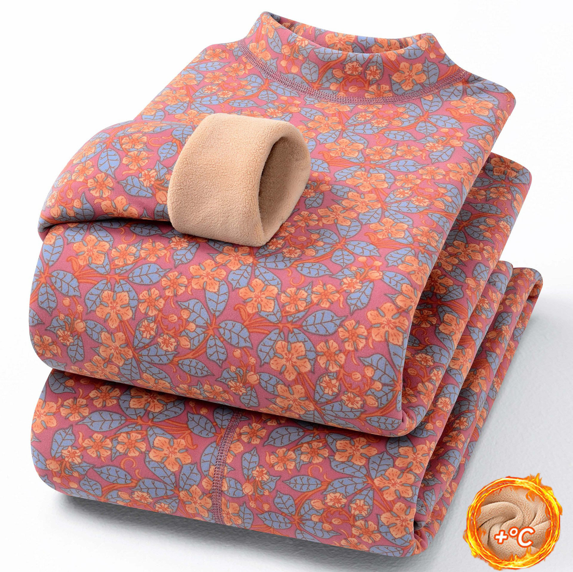 冬季女士半高领保暖套装