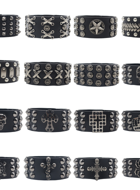 暗黑朋克哥特铆钉手链原宿辣妹摇滚蹦迪土酷链条手环个性手镯潮男