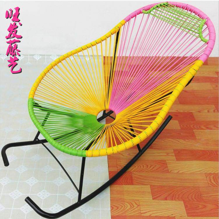 彩色摇椅厂家直销成人休闲摇摇椅 户外成人藤编摇椅躺椅