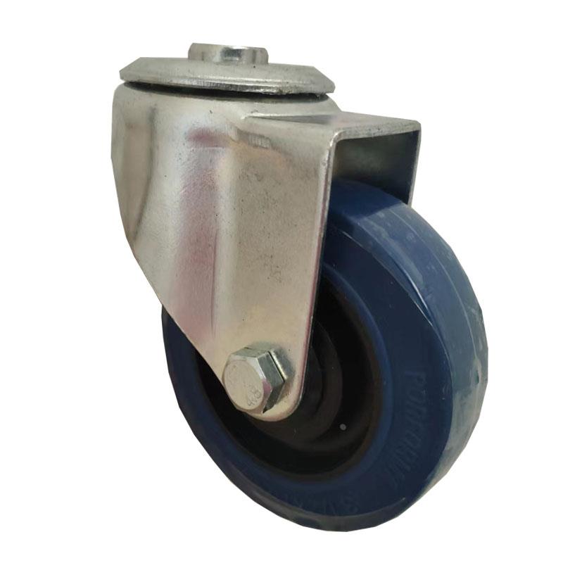 灰色蓝色3.5寸软胶轮 31/2x11/4万向轮  发泡轮 航空箱橡胶万向轮