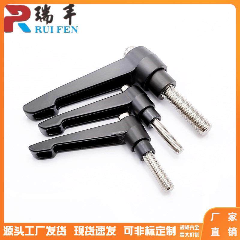 304不锈钢可调位紧定手柄螺丝7字型锁紧圆齿固定黑色把手M4M5M6M8