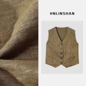 HNLINSHAN 高密色织亚麻马甲BXS1028 芥缝