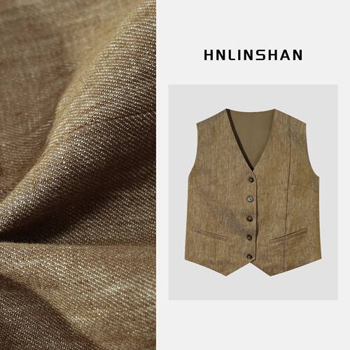 HNLINSHAN【芥缝】高密色织亚麻马甲BXS1028