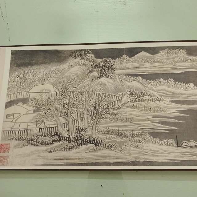 龚贤十二月令山水册页书画水墨工笔国画长卷微喷仿古临摹复制品