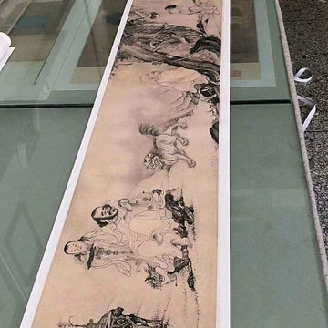 李公麟十六应真图复古书画工笔白描罗汉宣纸微喷装裱手卷国画装饰