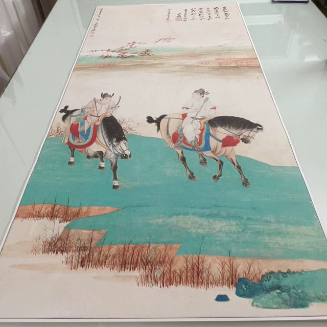 张大千 唐人行猎图书画人物国画真迹宣纸微喷仿古画芯挂轴装饰画