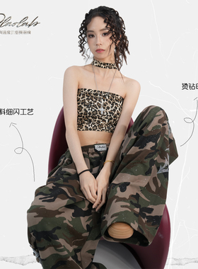 大佬街舞潮牌原创迷彩闪闪烫钻卫裤休闲裤显瘦松紧美式jazz9978