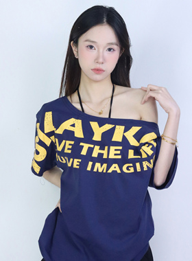 大佬街舞潮牌jazz辣妹斜肩绑带T恤显白显瘦休闲夏季宽松X190