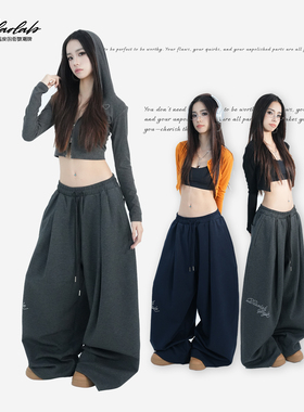 大佬街舞潮牌原创jazz烫钻卫裤oversize嘻哈跳舞长裤运动裤0029