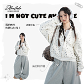 大佬街舞潮牌小狗印花外套盐系少年风显瘦宽松百搭hiphop美式 8012