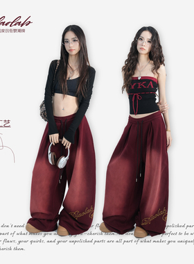 大佬街舞潮牌做旧褪色美式复古卫裤休闲裤显瘦jazz辣妹宽松1182