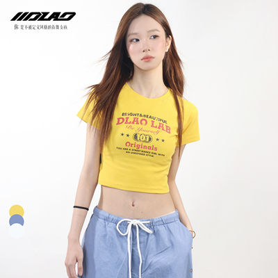 美式复古字母印花短袖T恤女8606