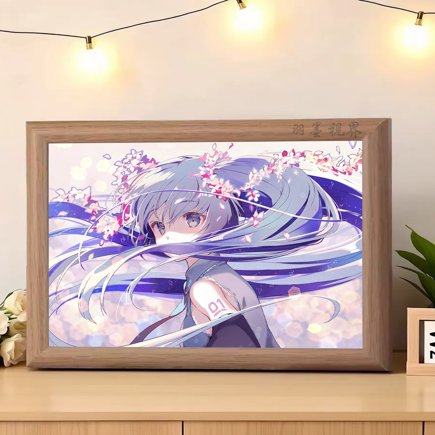 初音未来樱花飞舞插画装饰画