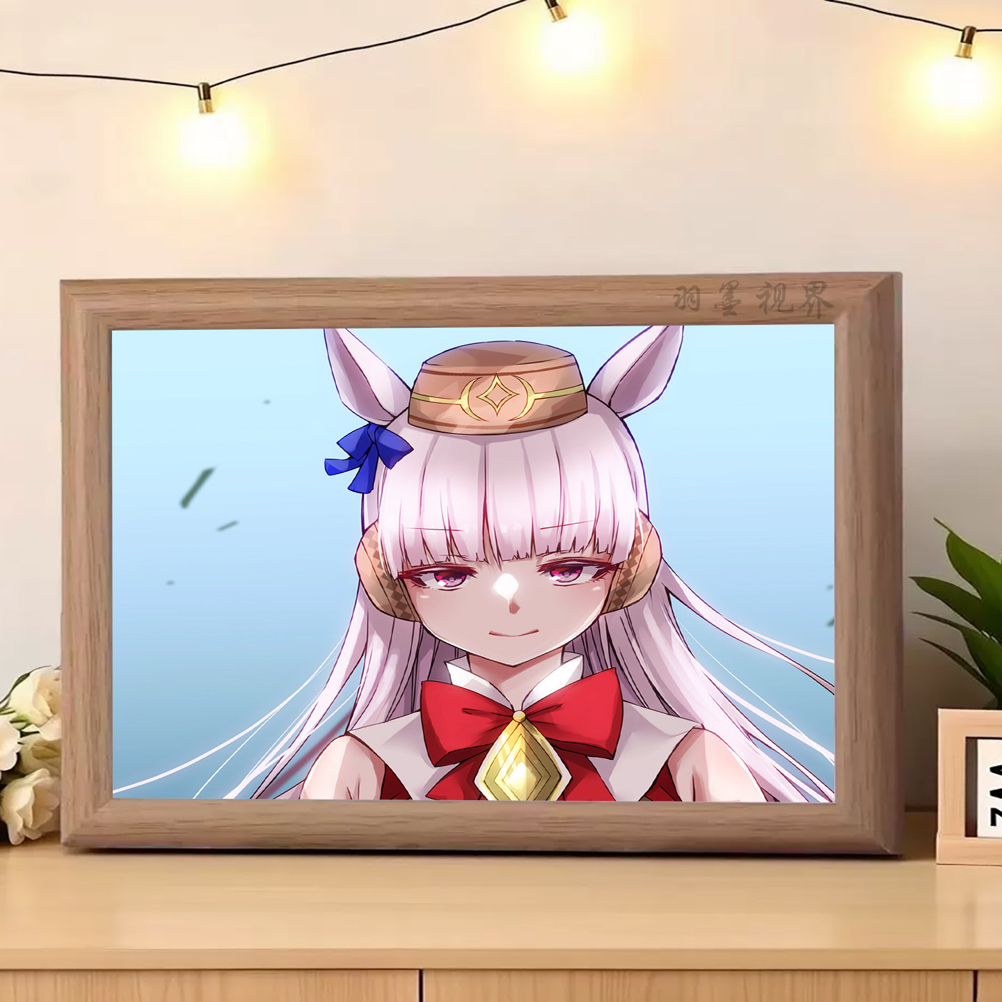 粉白马耳少女红领结晴空背景日