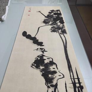 清八大山人朱耷荷花小鸟图宣纸画芯真迹书画艺术微喷复制客厅装饰