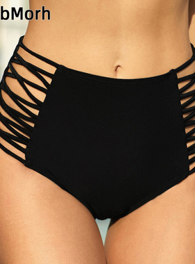 大码高腰三角泳裤女单独卖性感显瘦比基尼下身防走光温泉游泳短裤