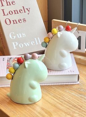 独角兽果叉罐摆件水果叉家用轻奢高级感收纳罐可爱客厅茶几装饰品