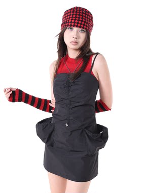 美式复古辣妹工装吊带连衣裙女夏