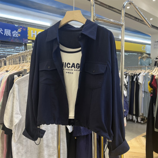 外套衬衫 小辣椒秋季 翻领双侧抽绳长袖 韩版 背心两件套上衣女 新款