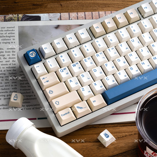 XVX豆奶键帽原厂高度PBT正刻韩文热升华机械键盘帽60/75/87/108