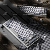 XVX 灰雾银霜键帽双色透光正刻PBT三拼色原厂机械键盘键帽68