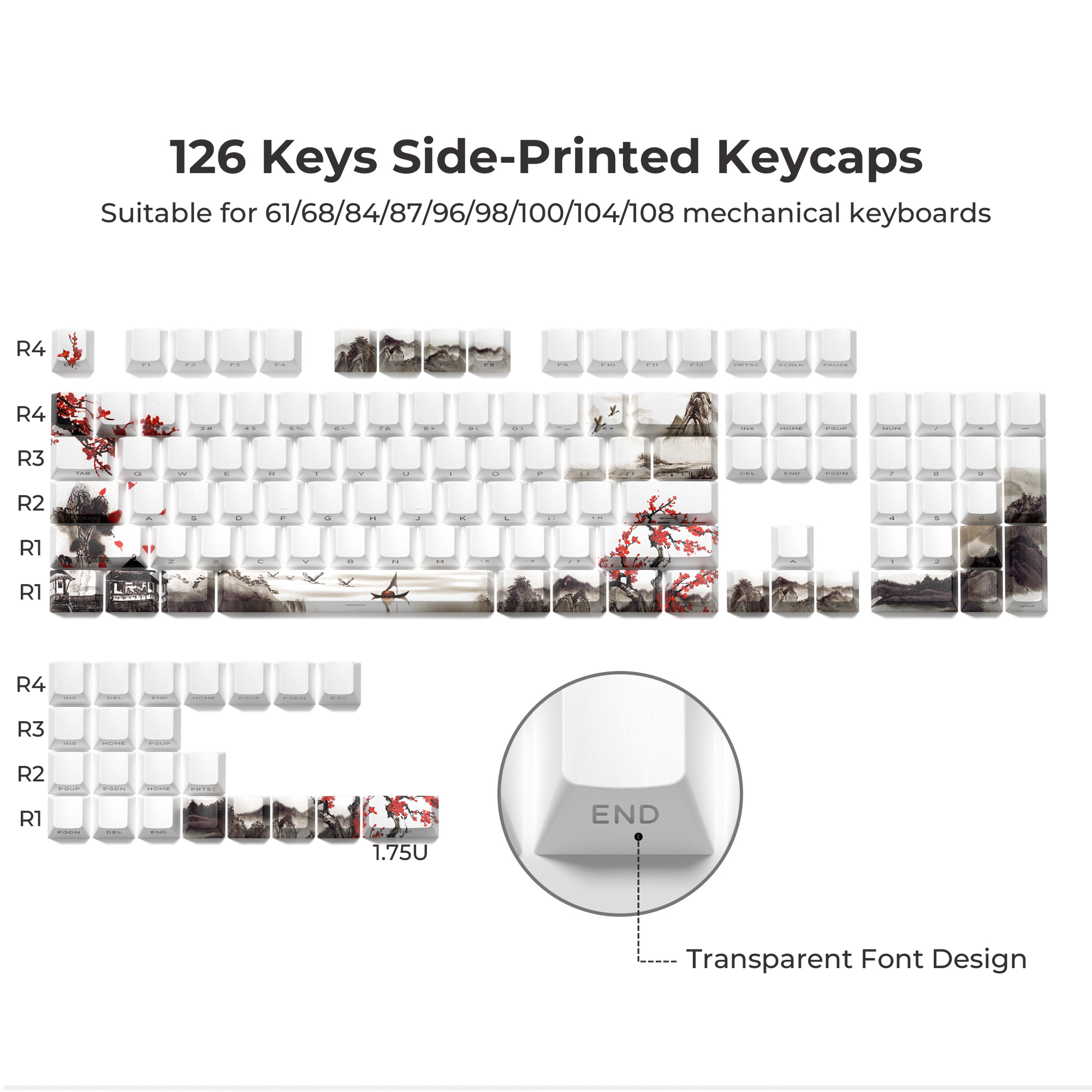 XVX山水梅花键帽原厂侧刻透光