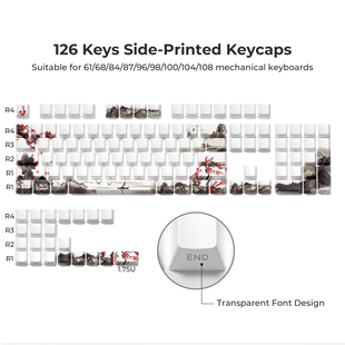 XVX 山水梅花键帽原厂侧刻透光PBT热升华磁轴机械键盘帽wooting