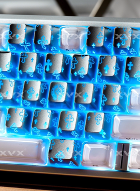 XVX克罗心键帽爱心增补银色图案透光IMD磁轴机械键盘帽无刻通用