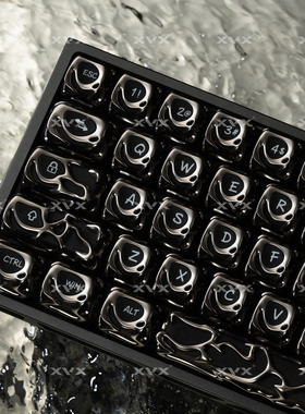 XVX毒液键帽金属质感镂空雾透个性创意机械键盘帽银色正刻透光