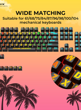 XVX迈阿密2.0键帽透光个性IMD工艺大字符正刻个性客制化图案透光