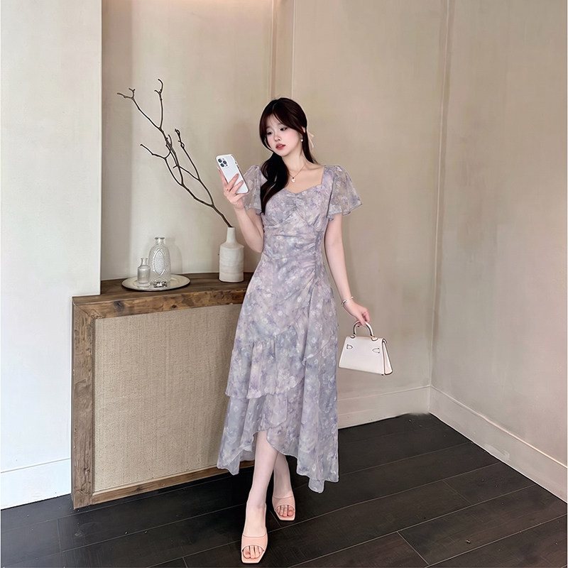 【有里布】2026夏季女装新款法式时尚收腰显瘦气质连衣裙D9501