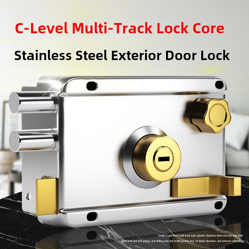 C级叶片不锈钢防盗锁老式外装门锁大门家用安全锁子防撬通用型