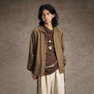 Gonghe Repub共和 卷草纹一片领夹克 亚麻民族复古新中式秋冬外套