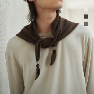 GongheRepub 「戎」三色串珠羊绒三角巾 针织保暖围巾披肩头巾