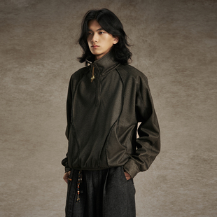 GongheRepub共和半高领根系基础高级肌理感新中式宽松插肩袖卫衣