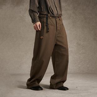 Gonghe Repub共和 弧线弯刀拼接宽松西裤垂坠休闲长裤 新中式复古