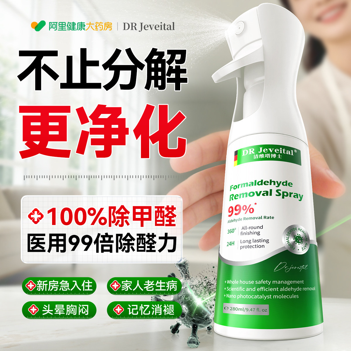 德国光触媒除甲醛喷雾强力去除异味神器新房急入住家用新车清除剂