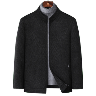 [100%绵羊毛]梦特娇24冬季男士立领夹克纯羊毛呢子外套加厚保暖J