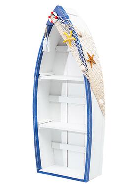 做风格家居装饰船柜二件套木质地中海旧储藏柜展示柜家居收纳箱