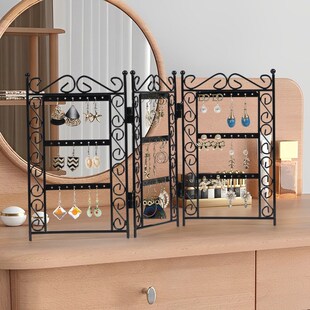 外贸72孔折叠屏风首饰架 珠宝收纳耳钉耳饰耳环架子饰品展示道具