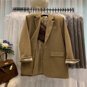 西装 外套小个子赫本风女 高级感中长款 毛呢大衣女秋冬季 2024年新款