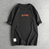 男女t恤半袖 反穿设计感 T恤立体胶印字母宽松版 夏季 美式 潮流短袖