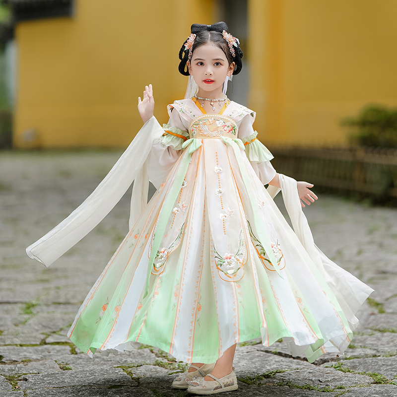 汉服女童夏款古装洋装夏季儿童旗袍古风唐装裙子女孩夏装公主裙