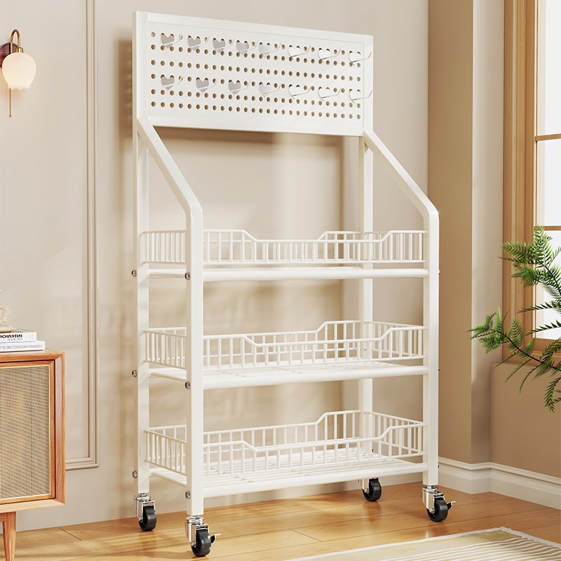 多功能洞洞板收纳架落地书架置物架多功能收纳储物架可移动小推车